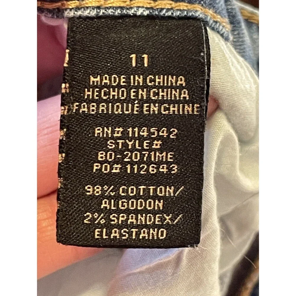Dollhouse Women's Juniors Size 11 Blue Skinny Distressed Stone Wash Stretch Jean - Picture 5 of 7